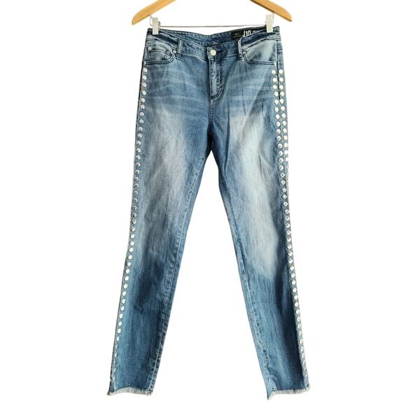 Armani Exchange J10 Super Skinny Cropped Mid Rise Jeans Woman’s Studded Size 29 - Picture 1 of 8